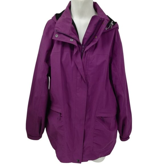Duluth Trading Company Anorak Purple Hooded Jacket Coat Size L Zipper Pockets - Picture 1 of 11
